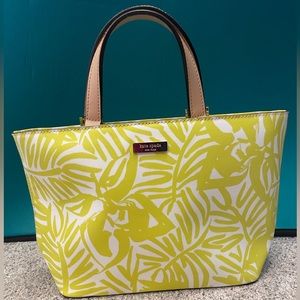 Yellow and white tropical kate spade purse